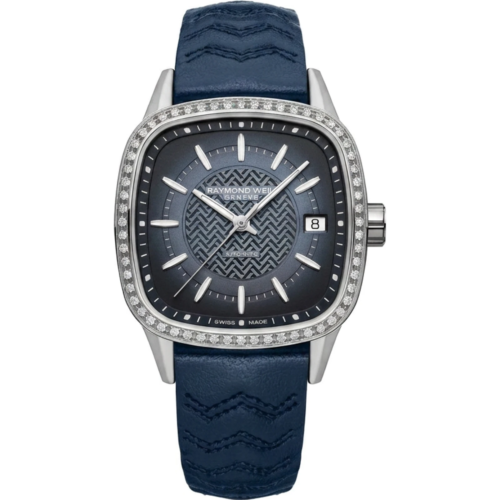 Raymond Weil Freelancer Cushion, Blue dial, leather, 34x34mm 2490-SCS-50051