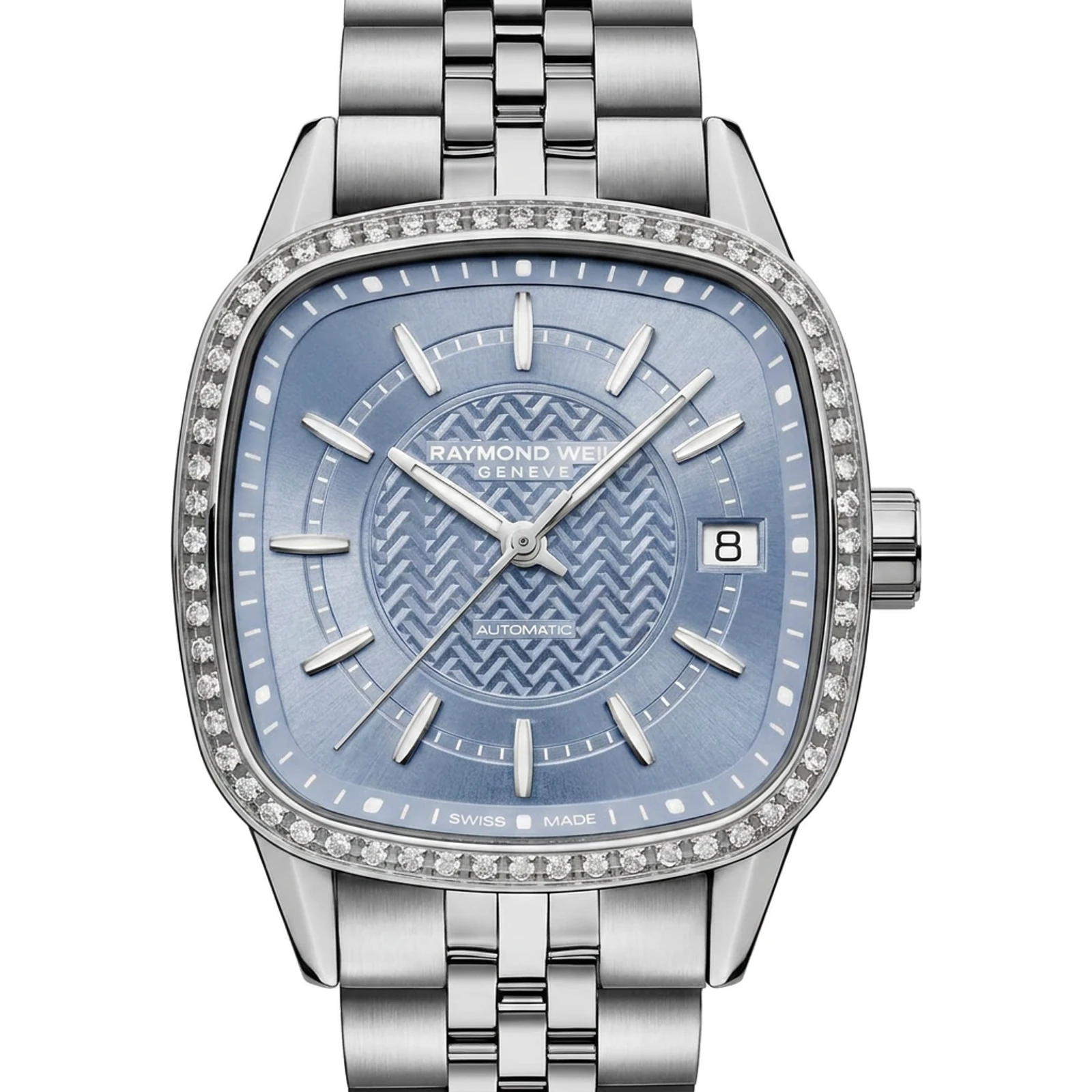 Raymond Weil Freelancer Cushion, Ice Blue dial, 34x34mm 2490-STS-50061