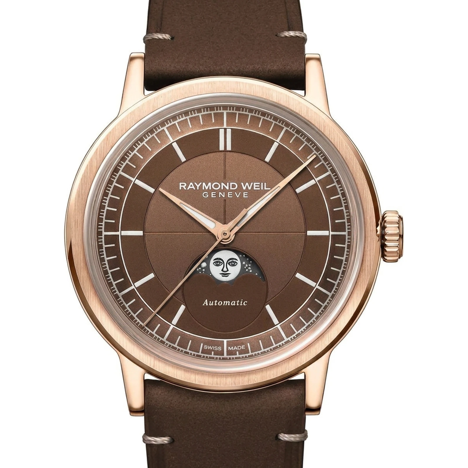 Raymond Weil Millesime Moonphase, Brown dial, rose gold PVD 2945-PC5-70001