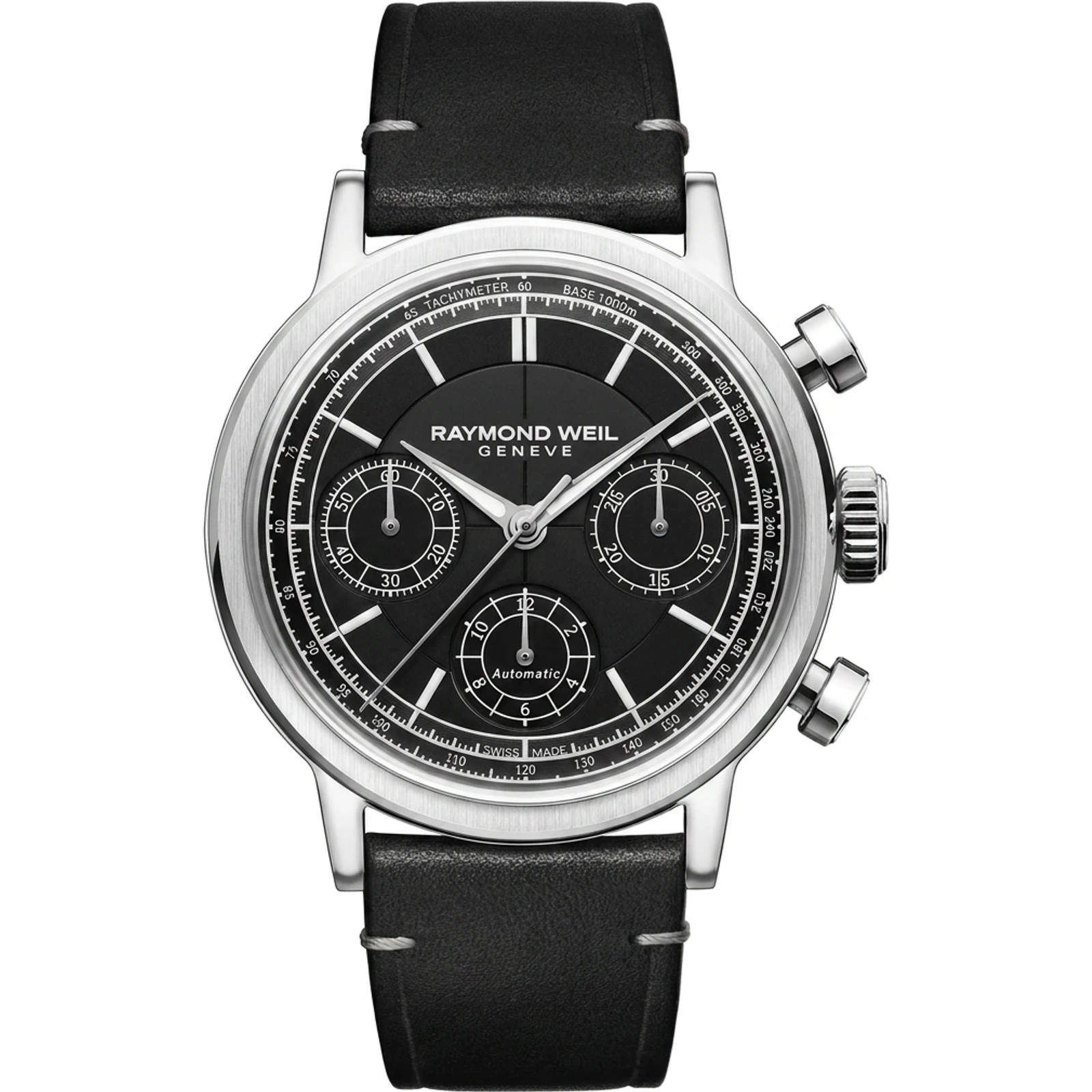 Raymond Weil Millesime Chronograph, Black Sector dial, leather strap 7765-STC-20001