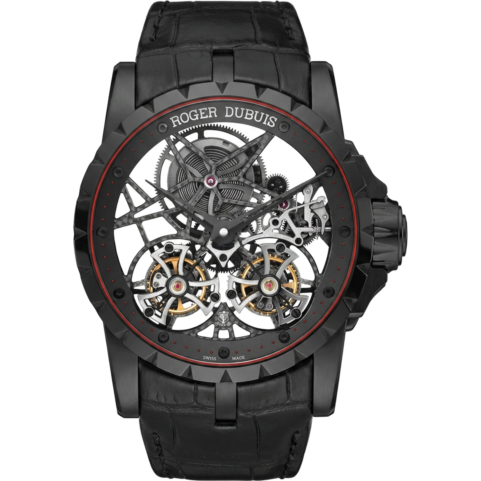 Roger Dubuis Excalibur Double Tourbillon Volant Squelette, Black Titanium RDDBEX0364