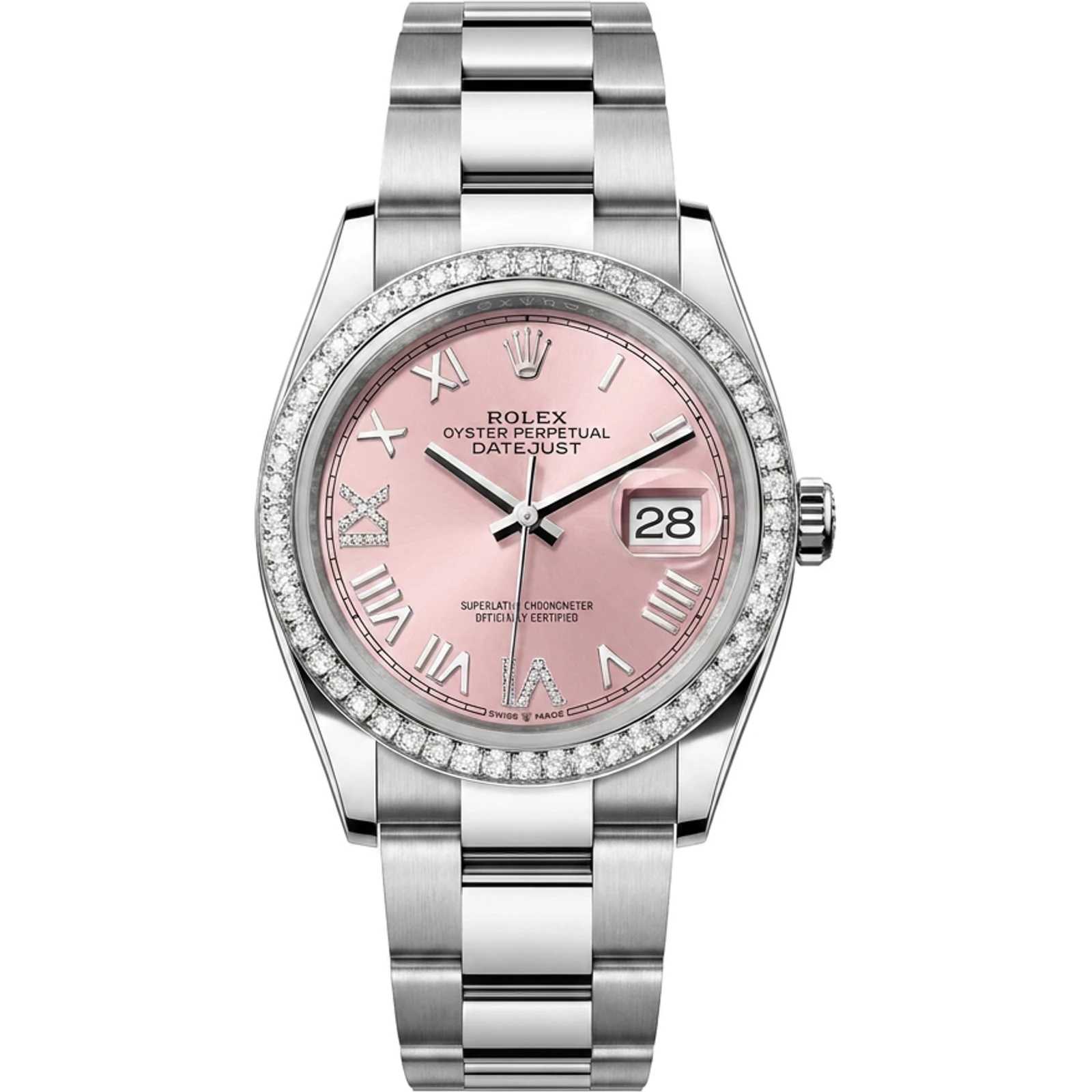 Rolex Datejust 36 Pink Diamond Dial, Diamond Bezel (White Rolesor) 126284RBR-0058