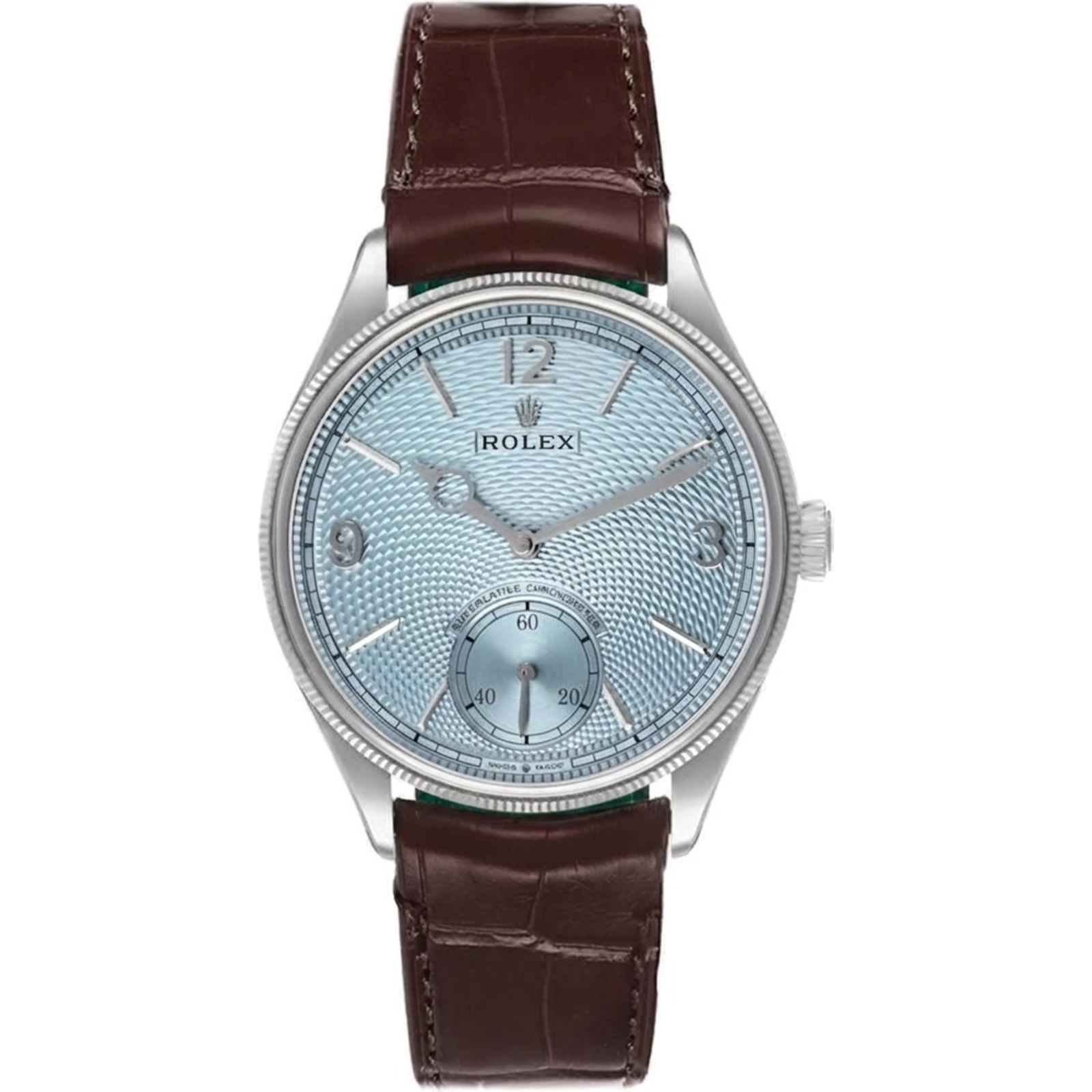 Rolex Perpetual 1908 Platinum, Ice Blue Rice-Motif Dial 52506