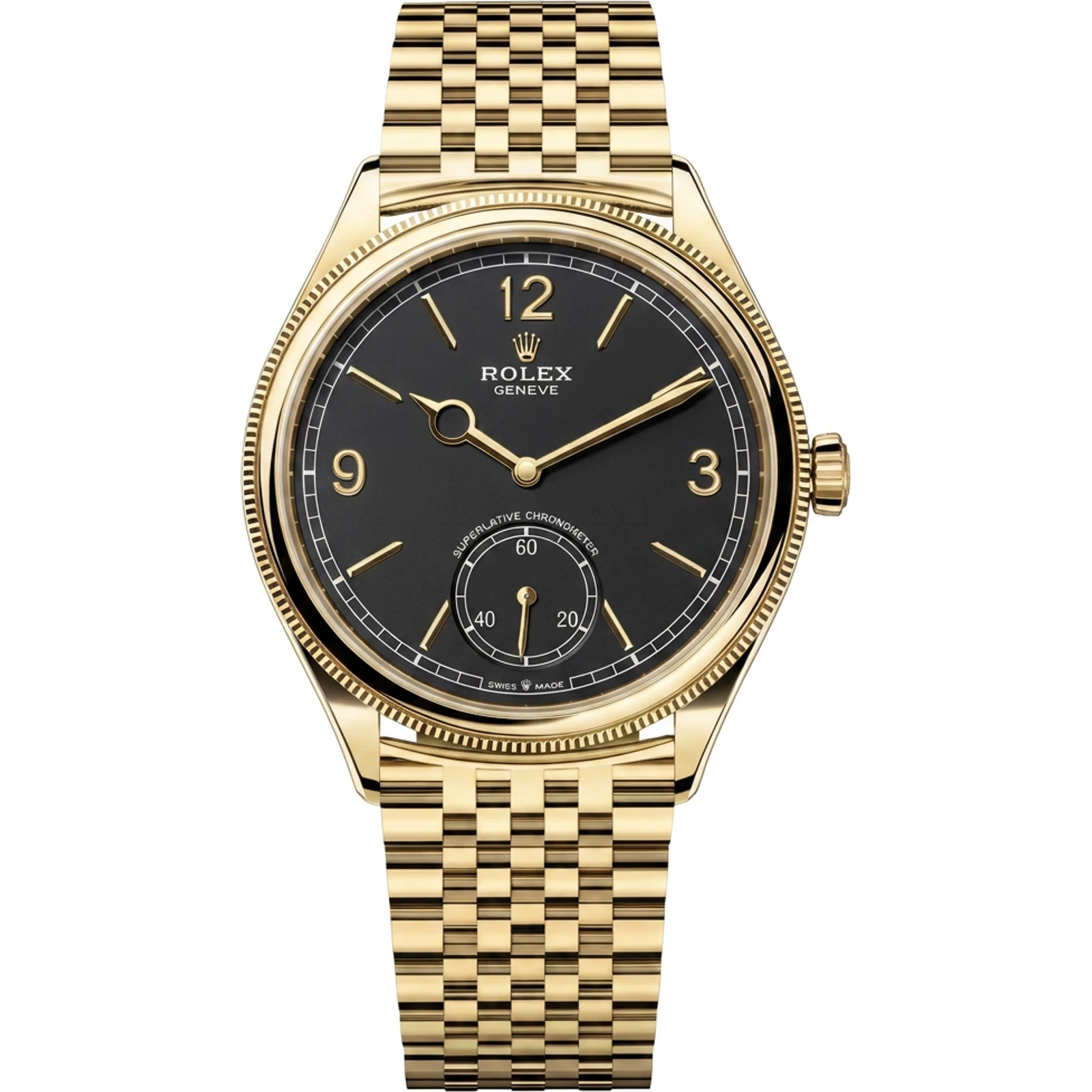 Rolex Perpetual 1908 on Settimo Bracelet, Black Dial (Yellow Gold) 52508-0007