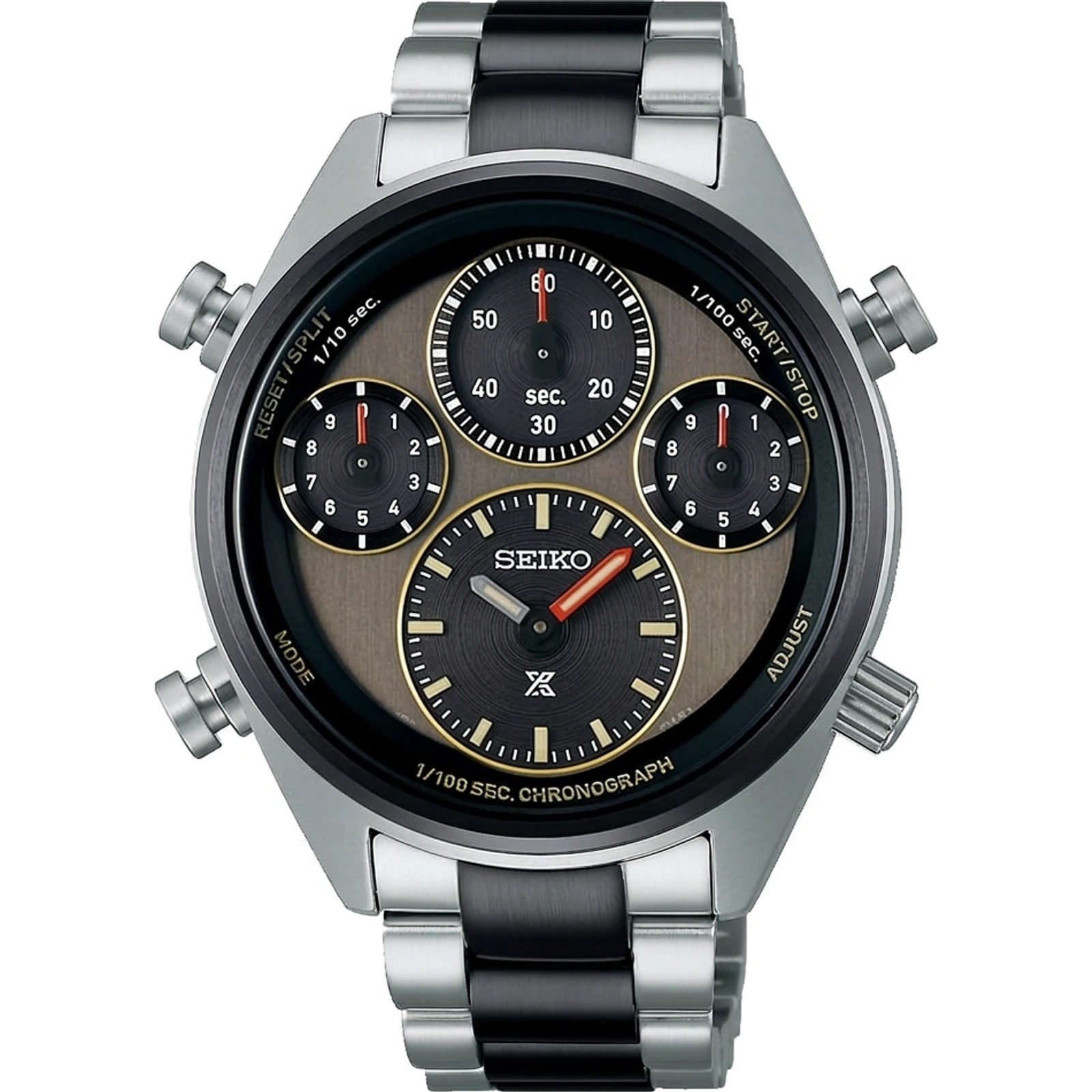 Seiko Prospex Speedtimer 1/100 Sec Solar Chronograph 40th Anniversary LE (gray dial, orange accents, 4,000 pcs, international ref., JDM twin SBER005) SFJ005