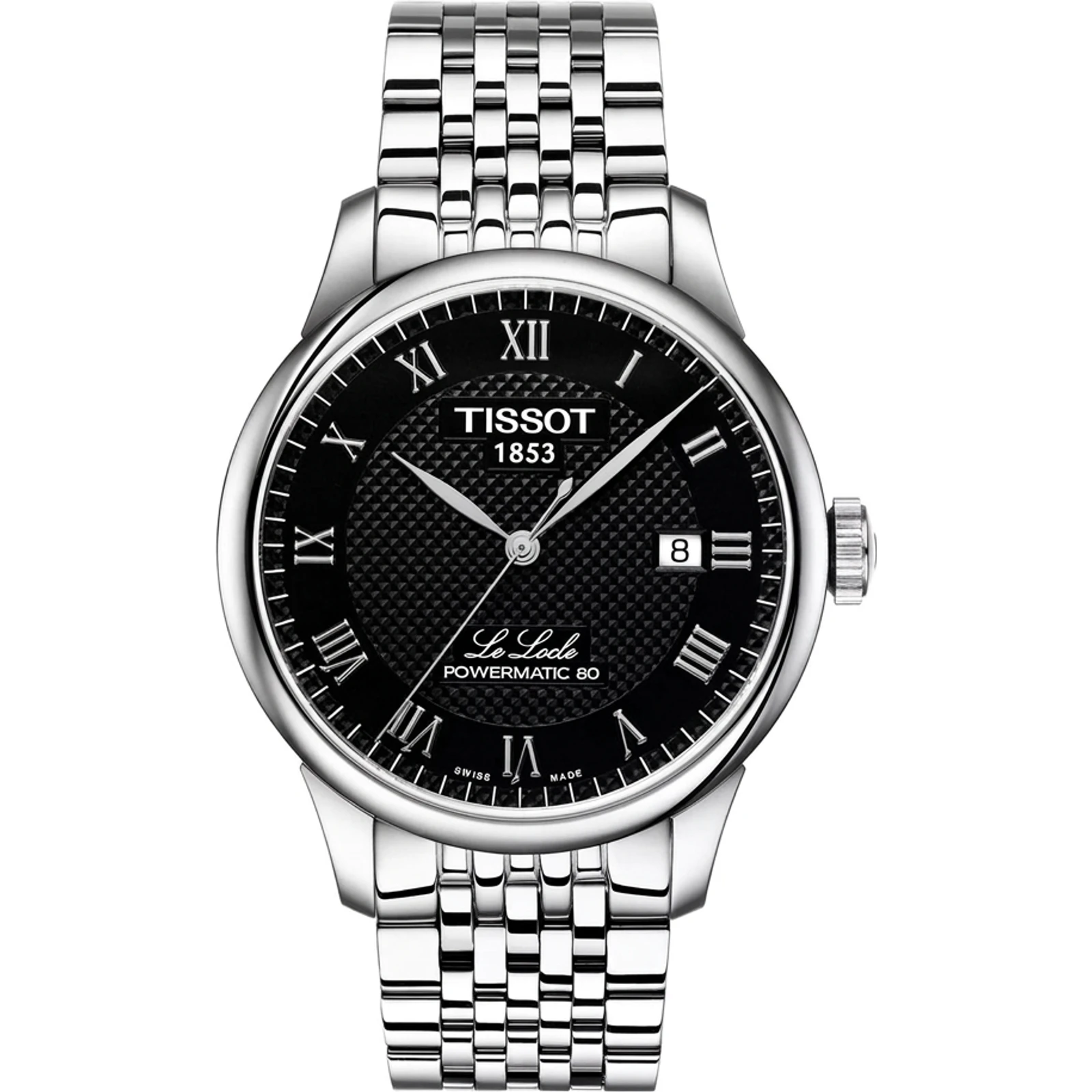 Tissot Le Locle Powermatic 80 39.3mm, Black Dial, Steel Bracelet T0064071105300