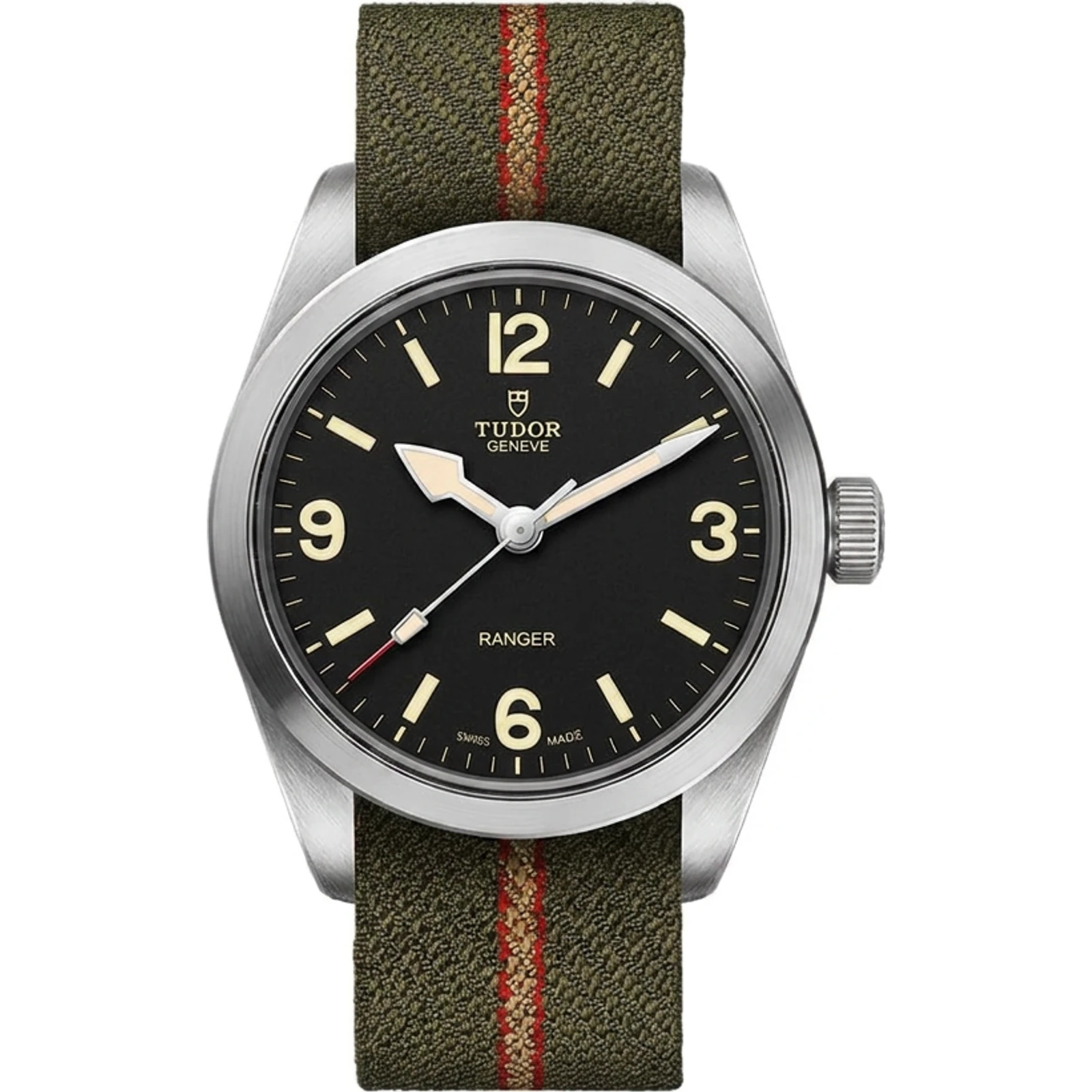 Tudor Ranger 36mm Steel, Black domed dial, green fabric strap M79930-0003