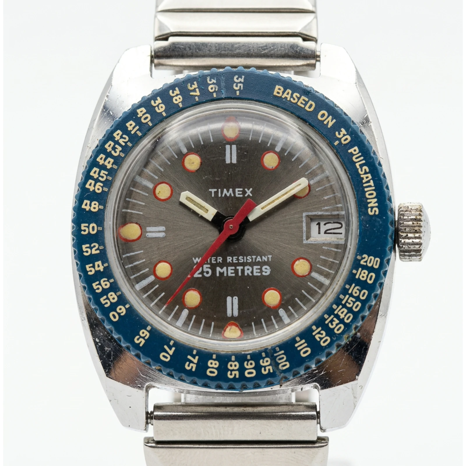 Timex Pulseometer Sprite Calendar Watch 23770 02574