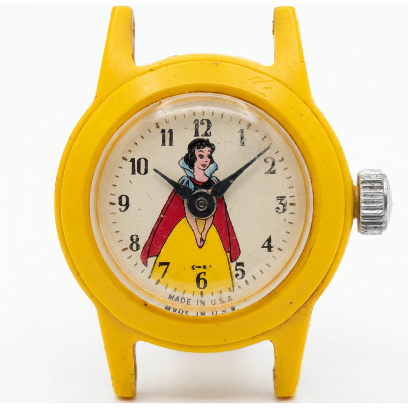 Timex Snow White Watch, Sportster, Yellow Plastic slug:snow-white-1956