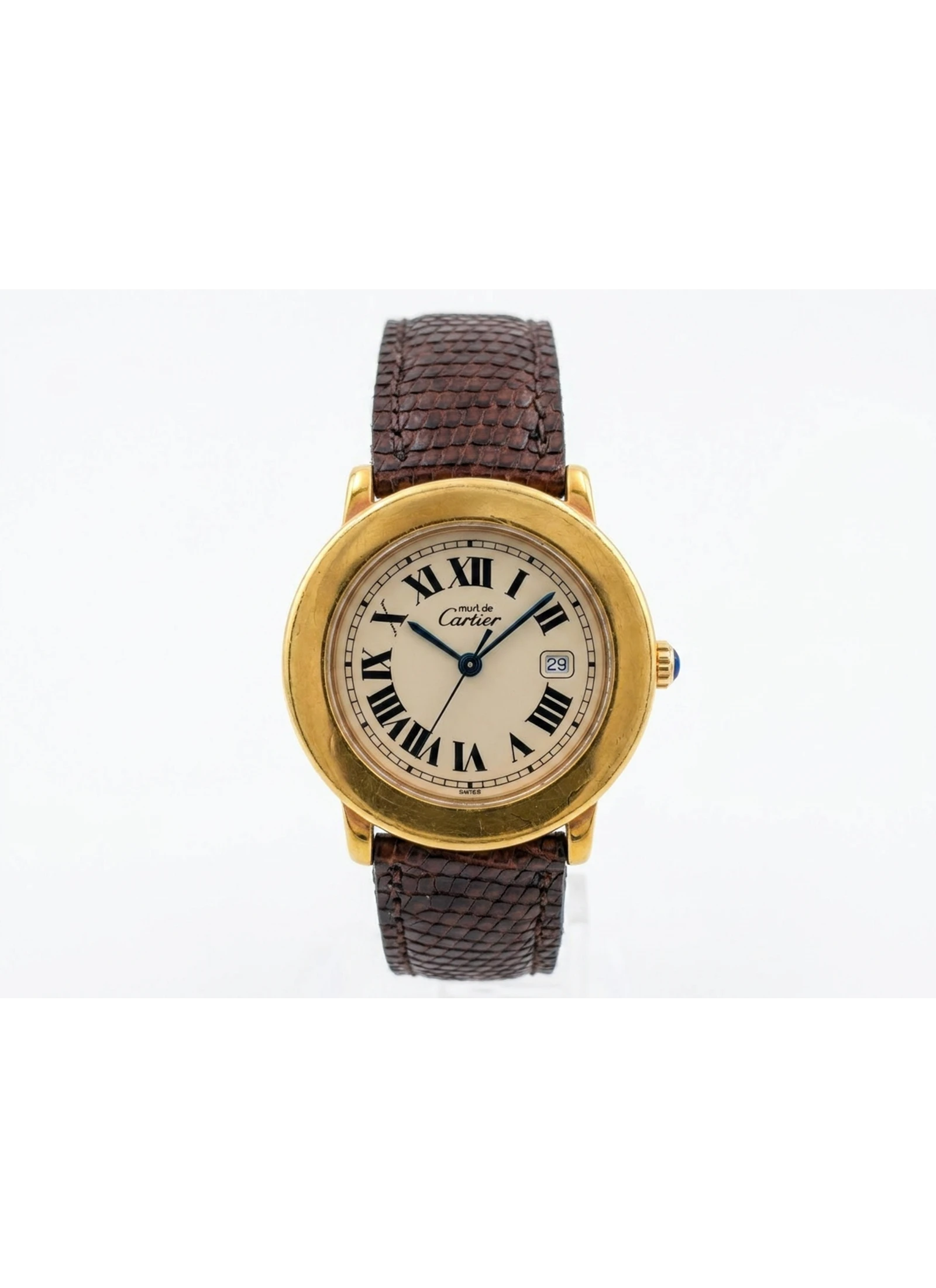 Cartier Ronde Chronograph Quartz Blue Dial Yellow Gold 18kt 1530