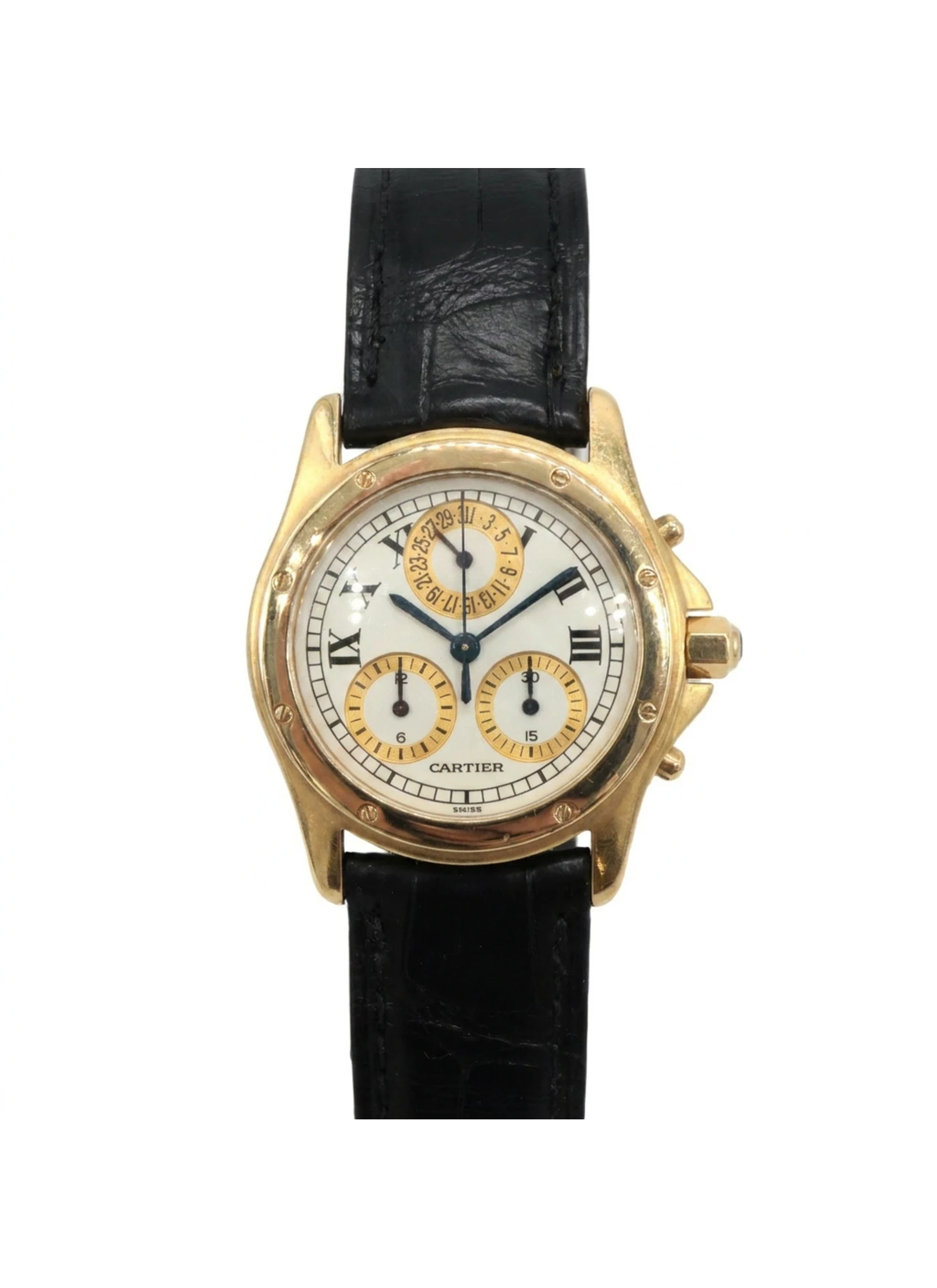 Cartier Ronde 18 Karat Gelbgold 31 mm mit original Paris Zifferblatt Handaufzug 10713