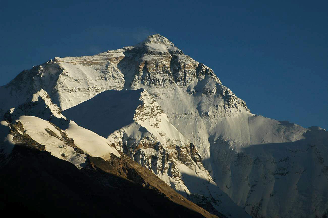 North face of Mount Everest from Rongbuk Monastery in Tibet